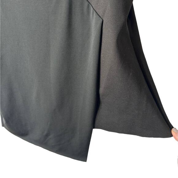 PLANET Lauren G Small Black Mixed Media Asymmetric Off-Shoulder Short Sleeve Top - Picture 4 of 8